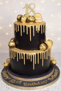 Black & gold drip cake - Cakey Goodness