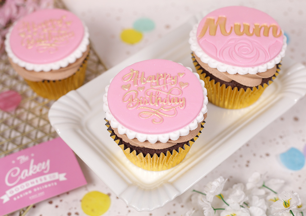 Pink & Gold Birthday Cupcakes - Cakey Goodness