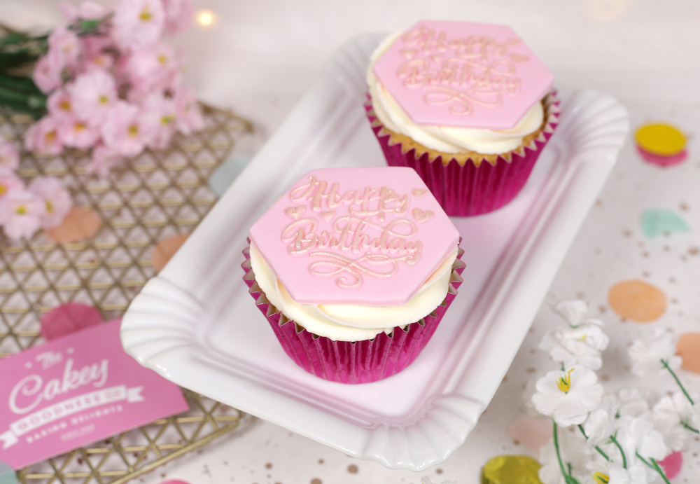 Pink & Rose Gold Birthday cupcakes - Cakey Goodness
