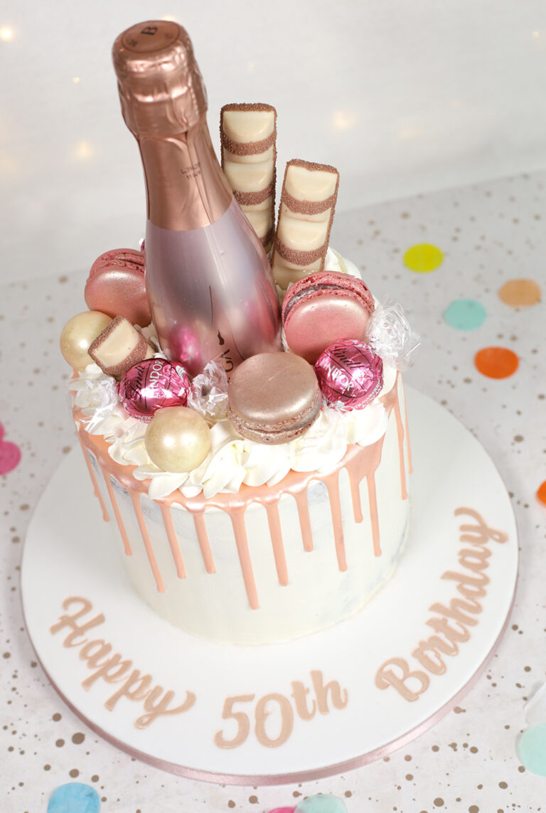 Rose Gold Chocolate Drip Cake - Cakey Goodness