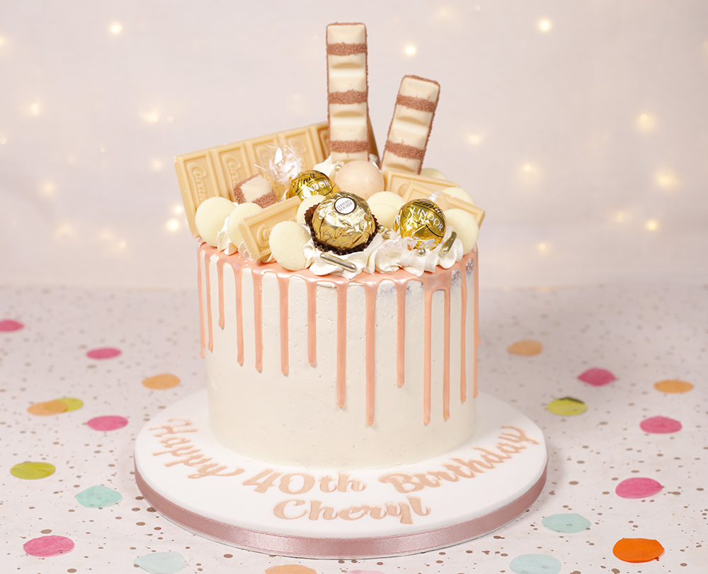 Rose Gold Drip 40th Birthday Cake CB-NC411 – Cake Boutique